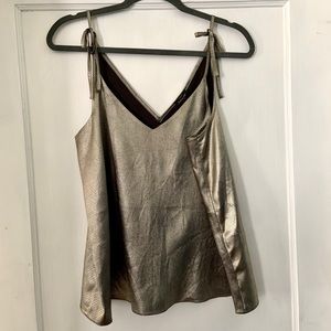 Gold Shoulder Tie Tank Top